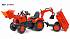 Трактор-экскаватор педальный с прицепом Kubota M135GX, красный 219 см  - миниатюра №2